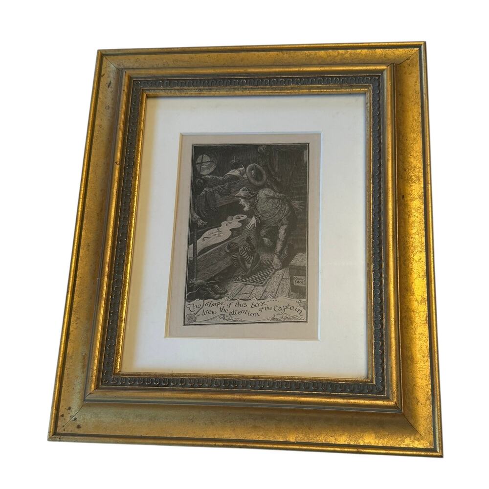 Gold Framed Vintage French Etching Print (Reproduction) Anatole France